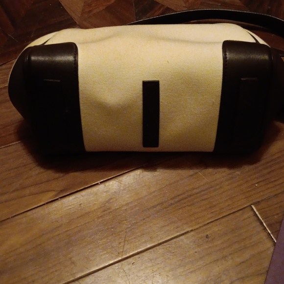 NWOT RALPH LAUREN BROWN LEATHER/CREME FABRIC HANDBAG - Picture 7 of 11